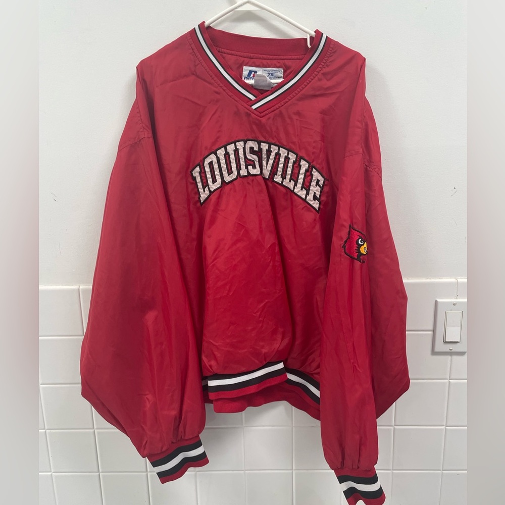VTG 90s Louisville Cardinals Russell Athletic Pullover Windbreaker size XXL